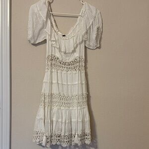 Free People Creamy White Lace Mini Dress